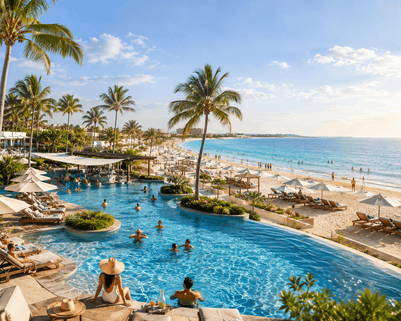 Beach and pool day for families