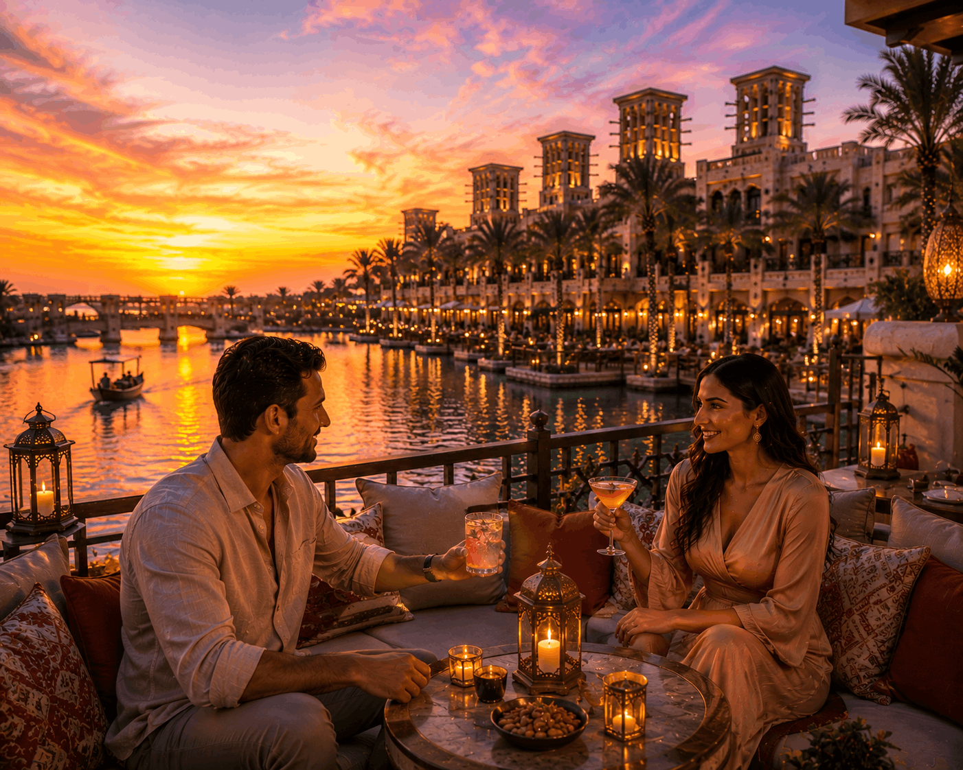 Sunset drinks at a Ras Al Khaimah beach bar