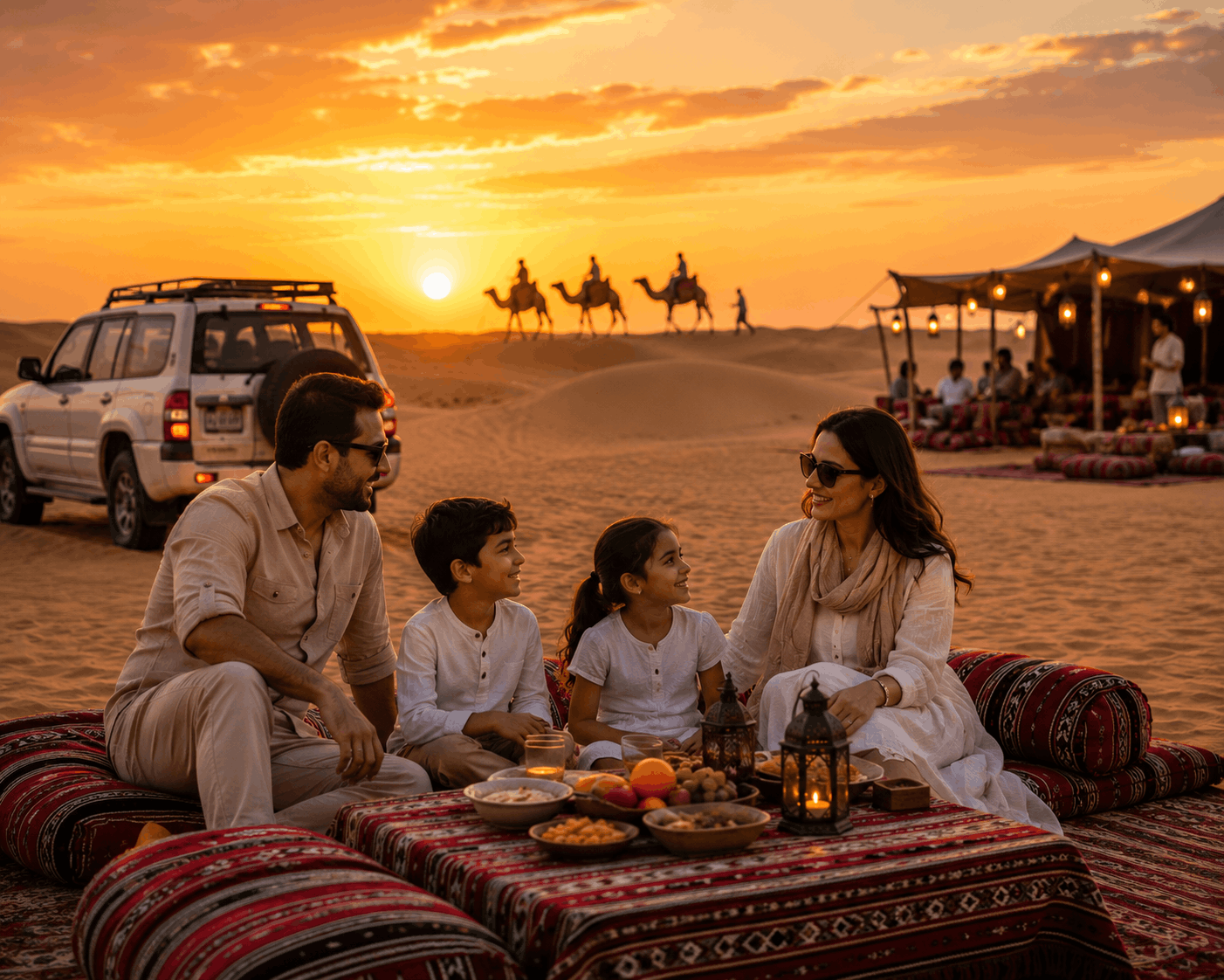 Family on a desert safari in Ras Al Khaimah